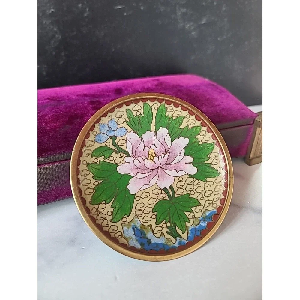 Vintage Cloisonne Floral Saucer Plate